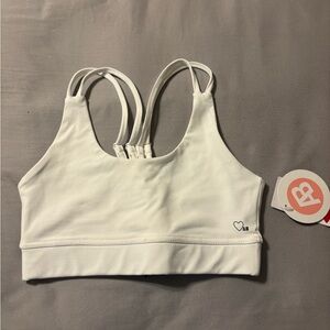 NWT Toned Love Ashy Crop White Sports Bra Womens S White Comfy workout support